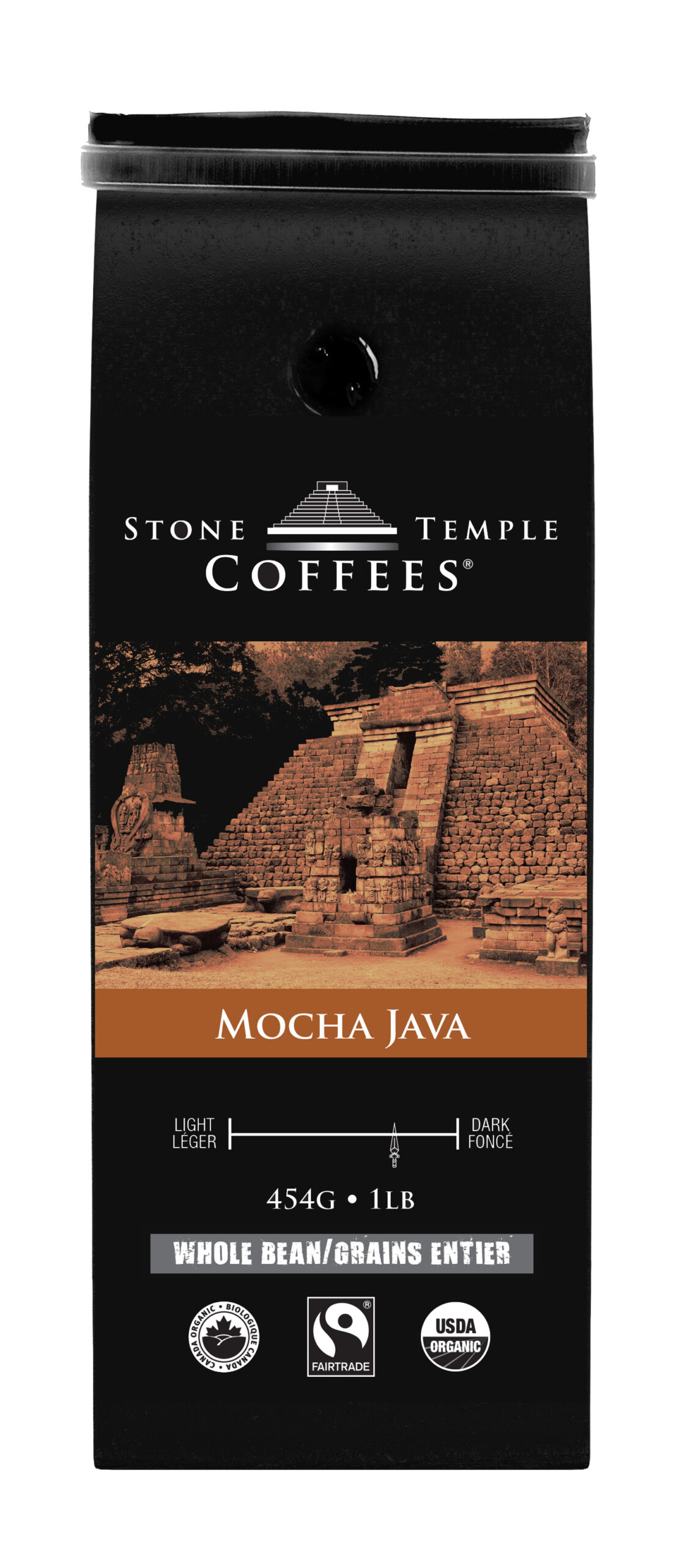Mocha Java - Whole Bean, Medium Roast, Certified Organic OCIA / Fairtrade Coffee 1lb/454g